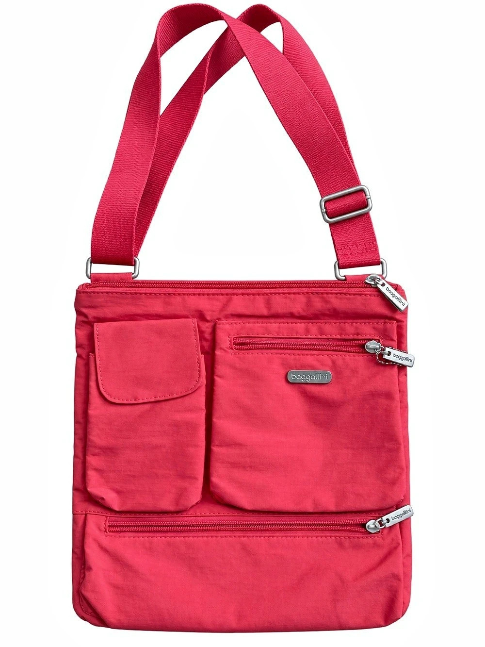 Baggallini Red Crossbody Organizer Travel Bag Multi Pocket Like New
